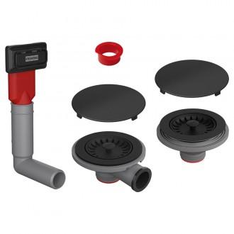 Вентиль 3½" + 2 декор. кришки Franke Color Line (112.0658.484) чорний матовий