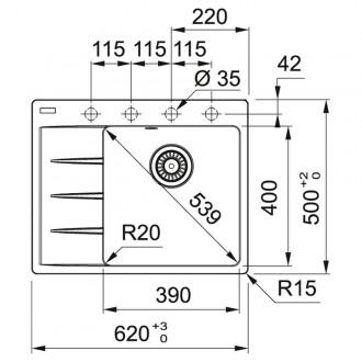 Кухонная мойка Franke Centro CNG 611-62 TL (114.0716.711) серый сланец