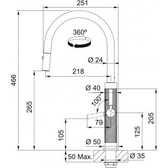 Змішувач кухонний Franke Mythos Masterpiece Pull Out (115.0711.558) PVD gold