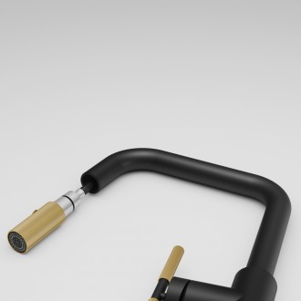 Змішувач кухонний Franke Maris Stripes U (115.0747.676) bi-matte black/gold